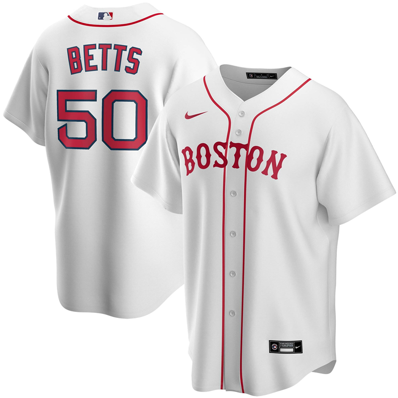 2020 MLB Men Boston Red Sox #50 Mookie Betts Nike White Alternate 2020 Replica Player Jersey 1
